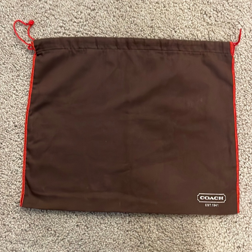 Coach brown fabric cloth dust bag 16 by 13